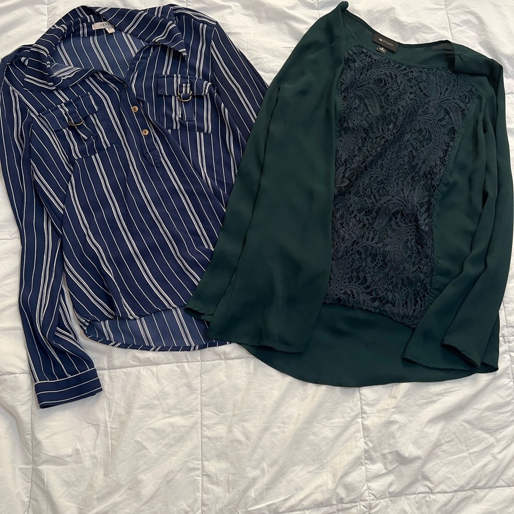 Green and Blue Blouse Set